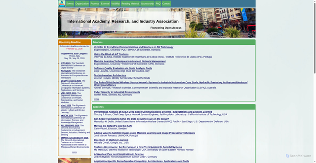 Security scan screenshot of https://iaria.org