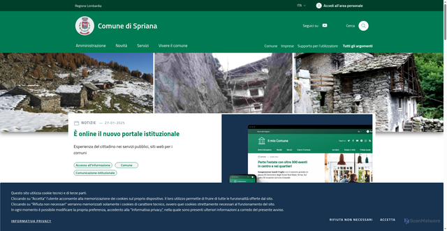 Security scan screenshot of https://www.comune.spriana.so.it/