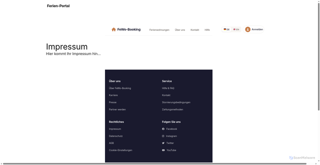 Security scan screenshot of https://ferienwohnung-portal.de/impressum/?lang=en