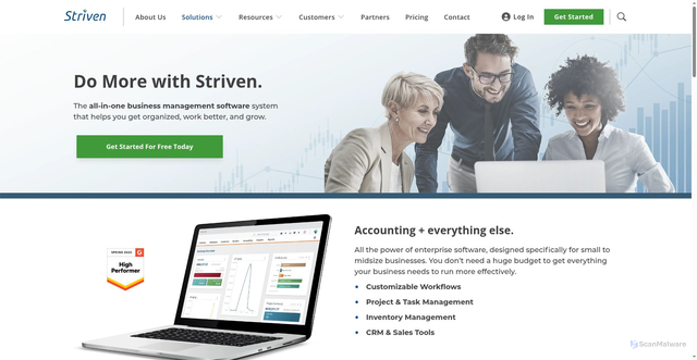 Security scan screenshot of https://share.striven.com