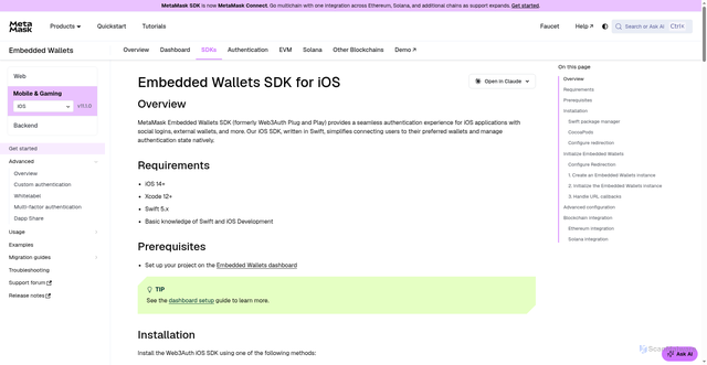 Security scan screenshot of https://metamask-docs-keec0mi8n-consensys-ddffed67.vercel.app/embedded-wallets/sdk/ios