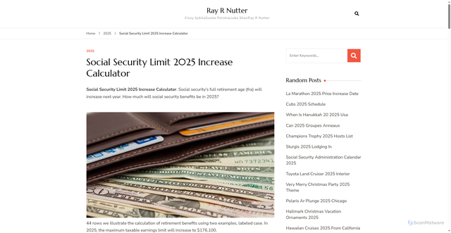 Security scan screenshot of https://rayrnutterl.pages.dev/vtyfp-social-security-limit-2025-increase-calculator-zrdzv/