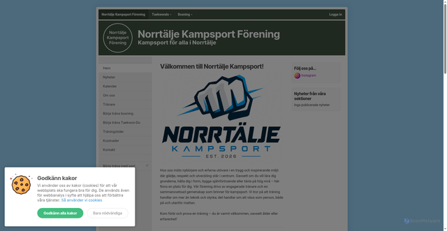 Security scan screenshot of https://norrtaljekampsport.se