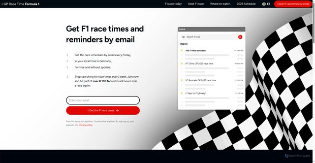 Security scan screenshot of https://www.gpracetime.com/