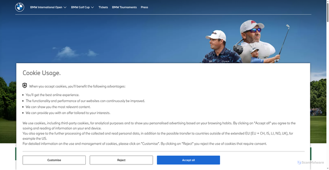 Security scan screenshot of https://www.bmw-golfsport.com/