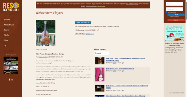 Security scan screenshot of https://www.resohangout.com/group/weissenbornplayers/blog/857