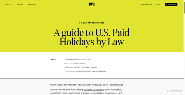 Security scan screenshot of https://www.pynhq.com/library/moment/paid-holidays-by-law-in-the-united-states/