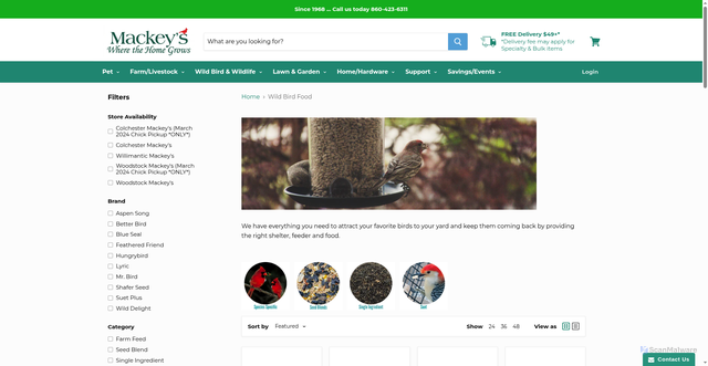 Security scan screenshot of https://www.mackeysgrows.com/collections/wild-bird-food?srsltid=AfmBOopBbKFc9LS3noZF5VWdWElKlkp22Yxf2Q44B2wOpSoijSyZuOKA