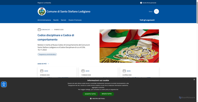 Security scan screenshot of https://www.comune.santostefanolodigiano.lo.it