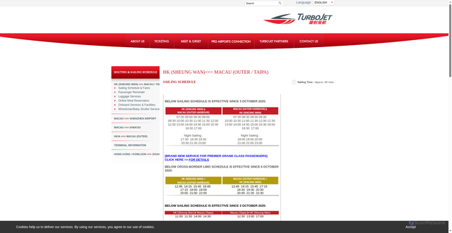 Security scan screenshot of https://www.turbojet.com.hk/en/routing-sailing-schedule/hong-kong-macau/sailing-schedule-fares.aspx