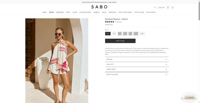 Security scan screenshot of https://saboskirt.com/products/zendaya-playsuit-moana