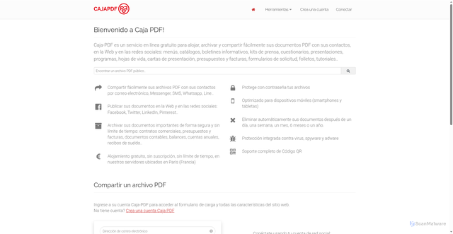 Security scan screenshot of https://www.caja-pdf.es
