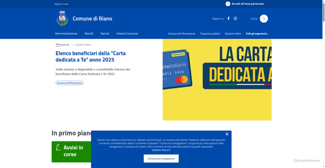 Security scan screenshot of https://www.comune.riano.rm.it/