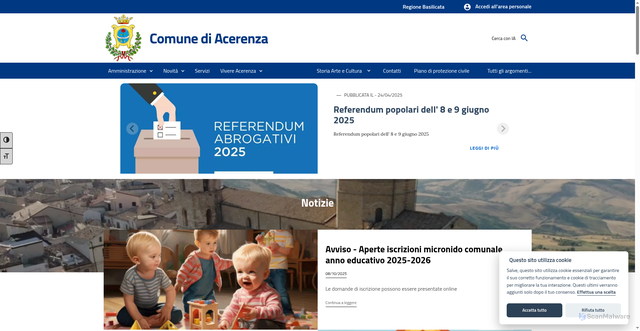 Security scan screenshot of https://www.comune.acerenza.pz.it/