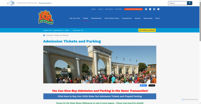 Security scan screenshot of https://nysfair.ny.gov/admission/