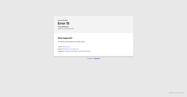Security scan screenshot of https://www.njohsp.gov/