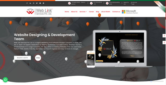 Security scan screenshot of https://weblinkservices.net
