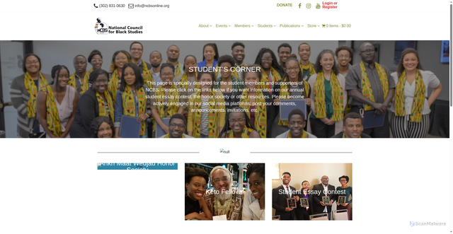 Security scan screenshot of https://ncbsonline.org/students/