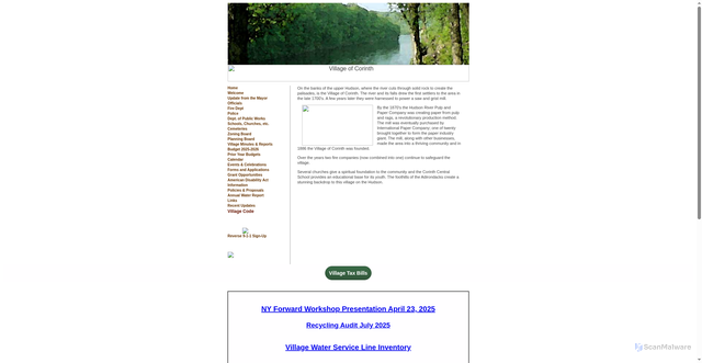 Security scan screenshot of https://villageofcorinthny.com/
