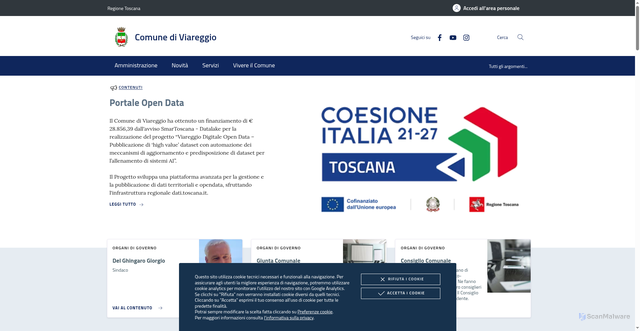 Security scan screenshot of https://www.comune.viareggio.lu.it/