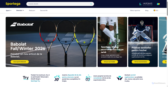 Security scan screenshot of https://www.sportega.ro