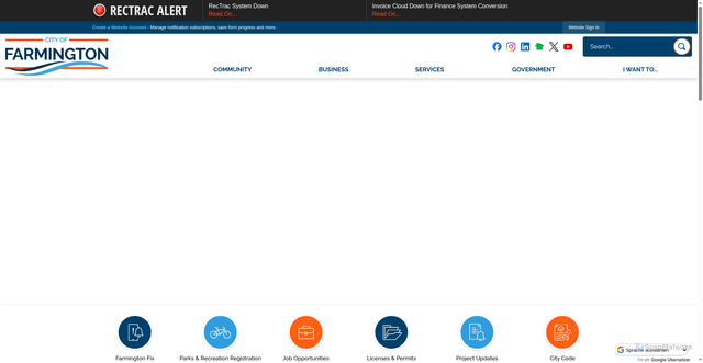 Security scan screenshot of https://farmingtonmn.gov/