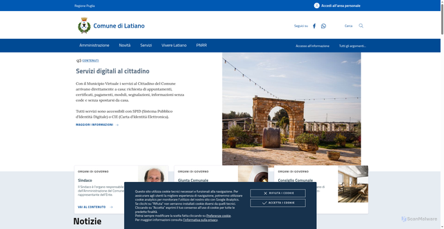 Security scan screenshot of https://www.comune.latiano.br.it/