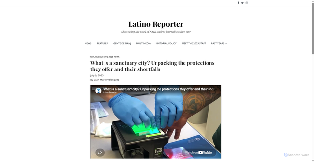 Security scan screenshot of https://latinoreporter.org/2025/what-is-a-sanctuary-city-unpacking-the-protections-they-offer-and-their-shortfalls/