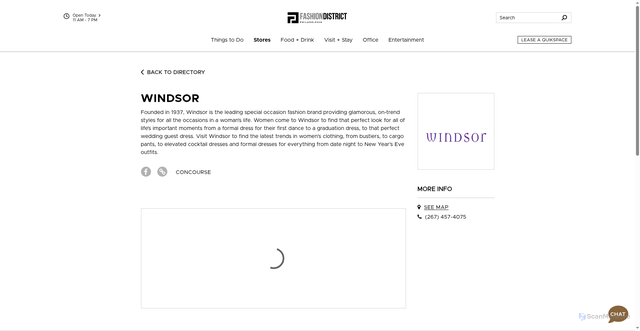 Security scan screenshot of https://www.fashiondistrictphiladelphia.com/Directory/Details/844193