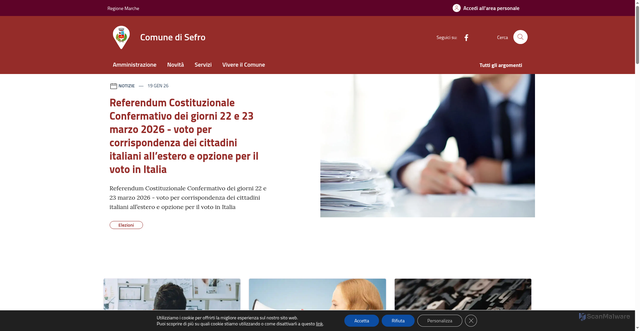 Security scan screenshot of https://www.comune.sefro.mc.it/
