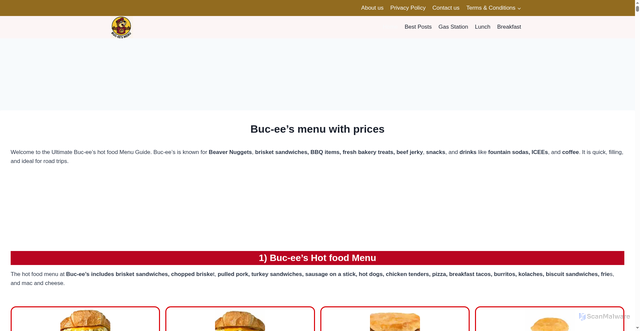 Security scan screenshot of https://buceesmenus.com/