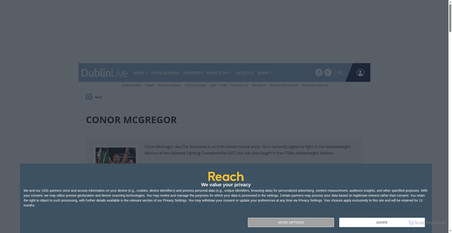 Security scan screenshot of https://www.dublinlive.ie/all-about/conor-mcgregor