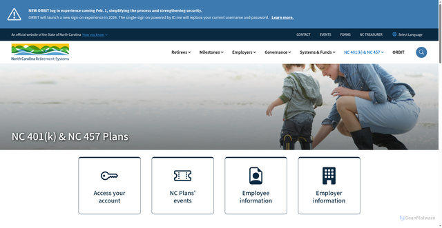 Security scan screenshot of https://www.myncretirement.gov/nc-401k-nc-457-plans