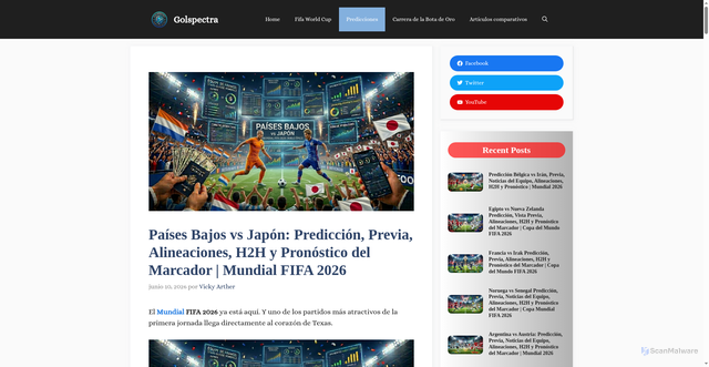 Security scan screenshot of https://golspectra.com/paises-bajos-vs-japon/