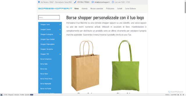 Security scan screenshot of https://www.borseshopper.it