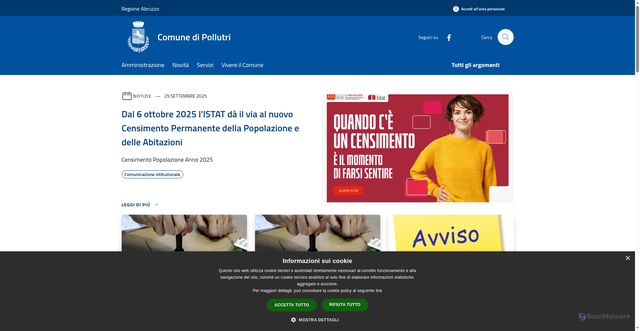 Security scan screenshot of https://www.comune.pollutri.ch.it/it