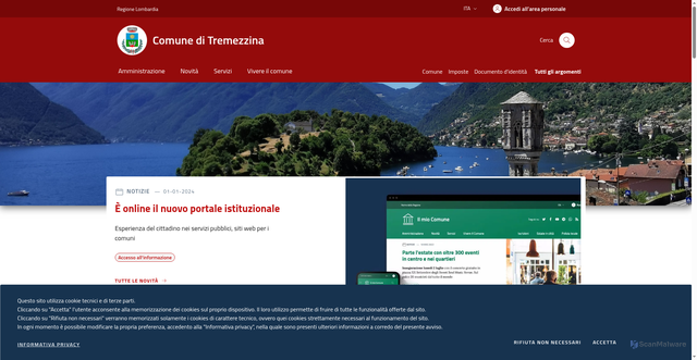 Security scan screenshot of https://www.comune.tremezzina.co.it/
