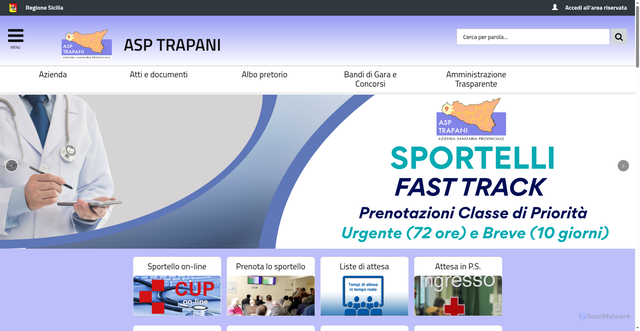 Security scan screenshot of https://www.asptrapani.it/servizi/notizie/notizie_homepage.aspx