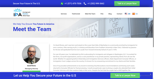 Security scan screenshot of https://immigrantpetitionattorneys.com/meet-the-team/david-rivera/