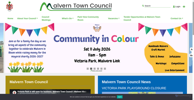 Security scan screenshot of http://www.malverntowncouncil.org/