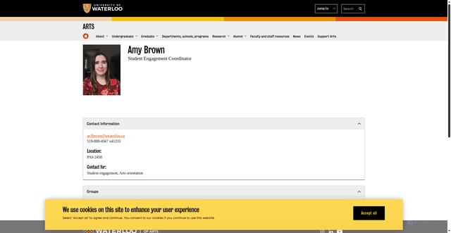 Security scan screenshot of https://uwaterloo.ca/arts/contacts/amy-brown