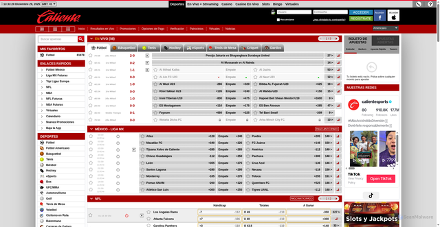 Security scan screenshot of https://bet.caliente.mx
