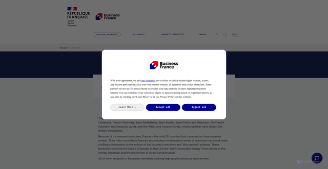 Security scan screenshot of https://www.welcometofrance.com/en/region/reunion