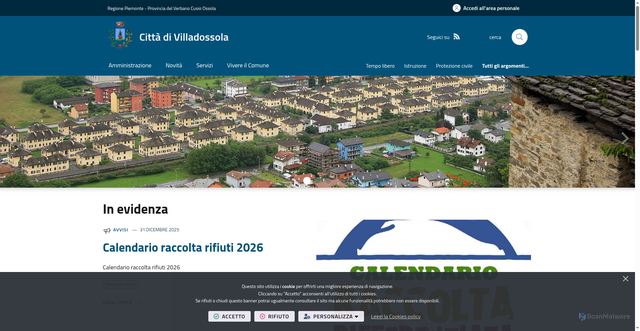 Security scan screenshot of https://www.comune.villadossola.vb.it/it-it/home