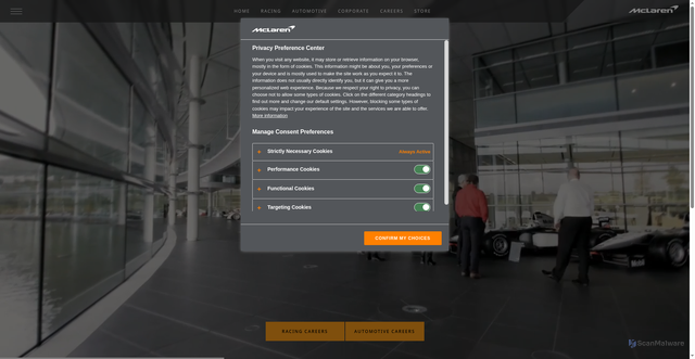 Security scan screenshot of https://mclaren.com