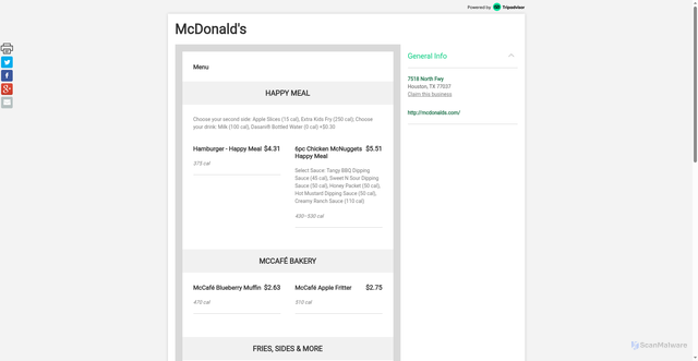 Security scan screenshot of http://places.singleplatform.com/mcdonalds-9042/menu