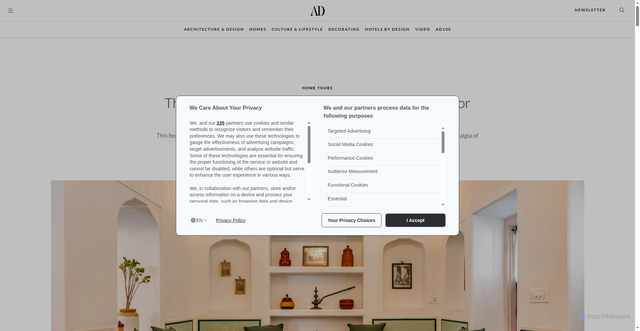 Security scan screenshot of https://www.admiddleeast.com/story/this-jaipur-boutique-hotel-in-a-100-year-old-manor-house-by-gagan-sharmais-is-a-wes-anderson-dream