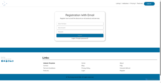 Security scan screenshot of https://thestudyworldonline.com/reg