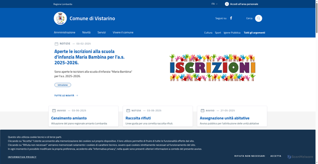 Security scan screenshot of https://www.comune.vistarino.pv.it/