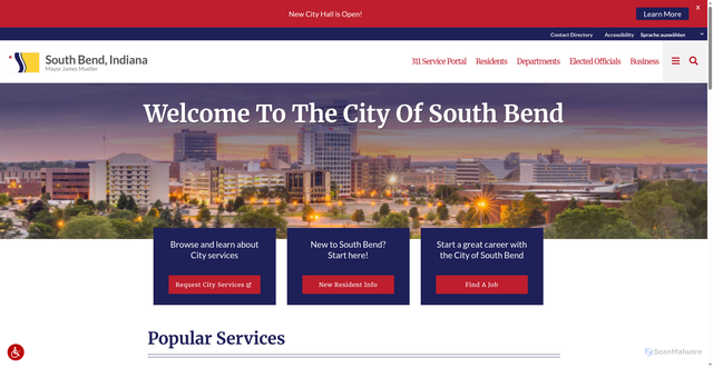Security scan screenshot of https://southbendin.gov/